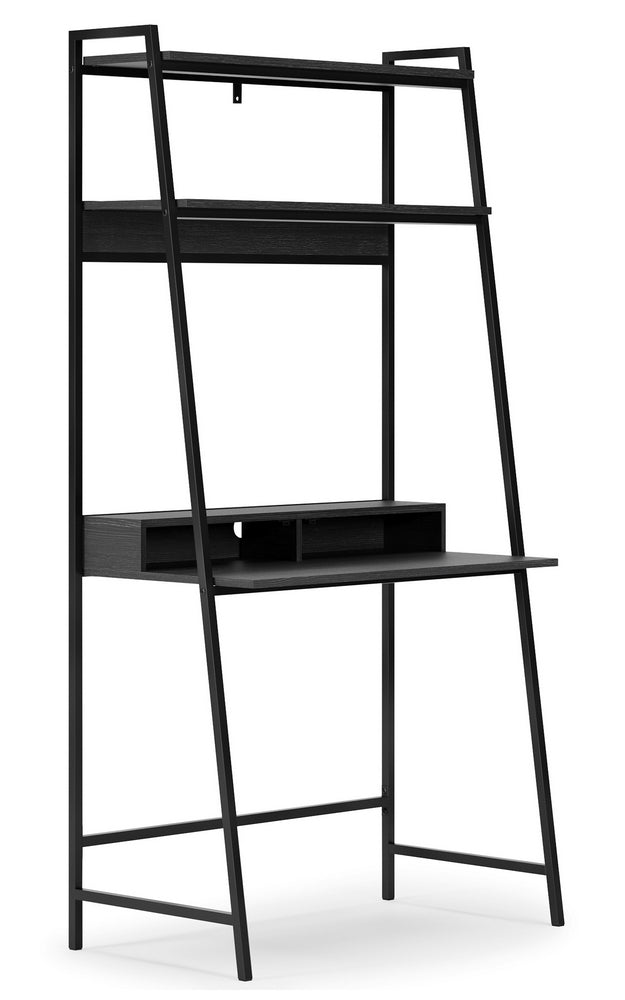 Yarlow Black Wood/Metal Home Office Desk with 2 Upper Shelves