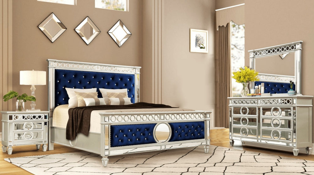 Silvana 4-Pc Silver Wood King Bedroom Set