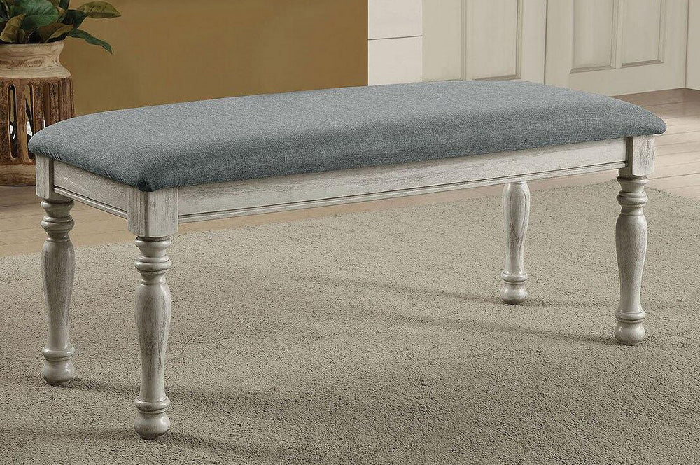 Siobhan II Antique White Fabric Bench