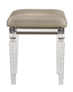 Skylar Dark Champagne Wood/PU Leather Vanity Stool