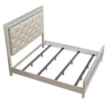 Sliverfluff Champagne Wood Cal King Bed with PU Leather Headboard