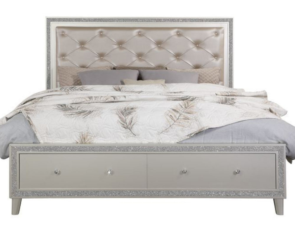 Sliverfluff Champagne Wood Cal King Bed with Storage