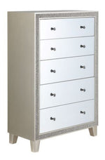 Sliverfluff Champagne Wood Chest with Mirrored Panels