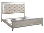 Sliverfluff Champagne Wood King Bed with PU Leather Headboard