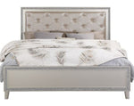 Sliverfluff Champagne Wood King Bed with PU Leather Headboard