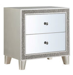 Sliverfluff Champagne Wood Nightstand with Mirrored Panels