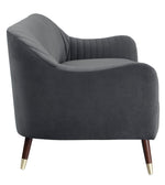 Sloane Gray Velvet Fabric Channel Tufted Sofa