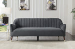 Sloane Gray Velvet Fabric Channel Tufted Sofa