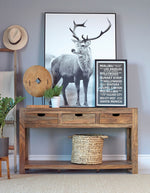 Smadar Natural Sheesham Wood Storage Console Table