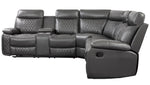 Socorro 3Pc Gray Faux Leather Manual Recliner Sectional