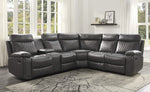 Socorro 3Pc Gray Faux Leather Manual Recliner Sectional