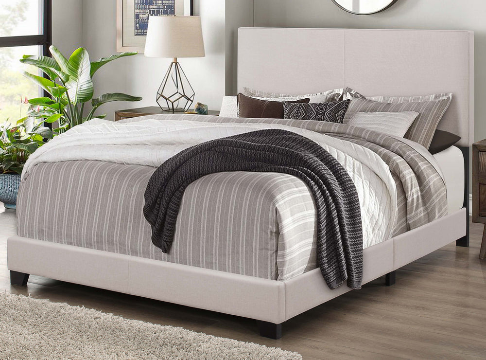 Sofie Khaki Linen Fabric Queen Bed