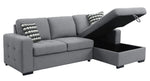 Solomon 2-Pc Gray Fabric RAF Sectional Sofa w/ Storage