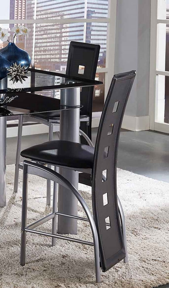 Sona 2 Black/Silver Bi-Cast Vinyl Counter Height Chairs