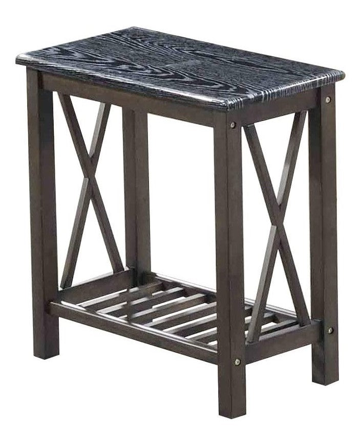 Sonal Black Wood Side Table w/ Bottom Shelf