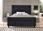 Sora Black Velvet Eastern King Platform Bed