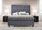 Sora Dark Gray Velvet Full Platform Bed