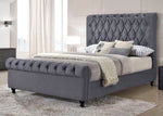 Sora Dark Gray Velvet Queen Platform Bed