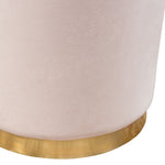 Sorbet Pink Velvet/Gold Round Accent Ottoman