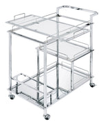 Splinter Clear Glass/Chrome Metal 3-Tier Serving Cart