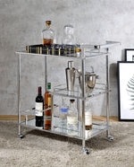 Splinter Clear Glass/Chrome Metal 3-Tier Serving Cart