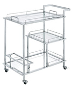 Splinter Clear Glass/Chrome Metal 3-Tier Serving Cart