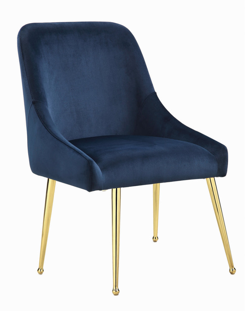 Kella 2 Dark Ink Blue Fabric/Gold Finish Metal Side Chairs