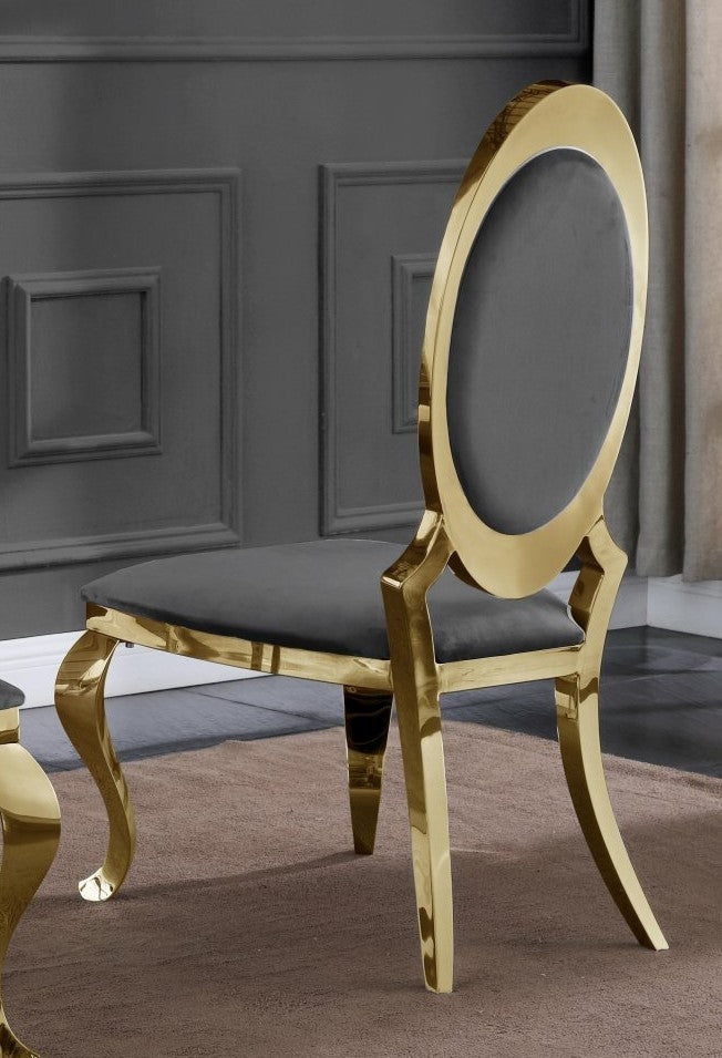 Stela 2 Dark Gray Velvet/Gold Side Chairs