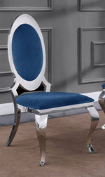 Stela 2 Navy Blue Velvet/Silver Side Chairs