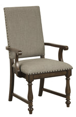 Stonington 2 Beige Fabric/Brown Wood Arm Chairs