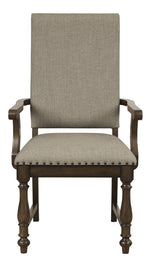 Stonington 2 Beige Fabric/Brown Wood Arm Chairs