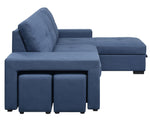 Strophios Blue Fabric Reversible Sectional with Sleeper