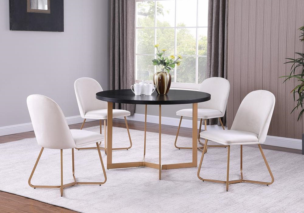 Sunland Black Wood/Gold Round Dining Table