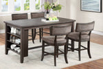 Suzu 2 Grey Fabric/Brown Wood Counter Height Chairs