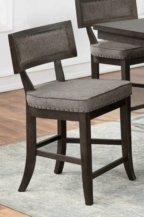Suzu 2 Grey Fabric/Brown Wood Counter Height Chairs