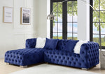 Syxtyx 2-Pc Blue Velvet Button Tufted LAF Sectional Sofa