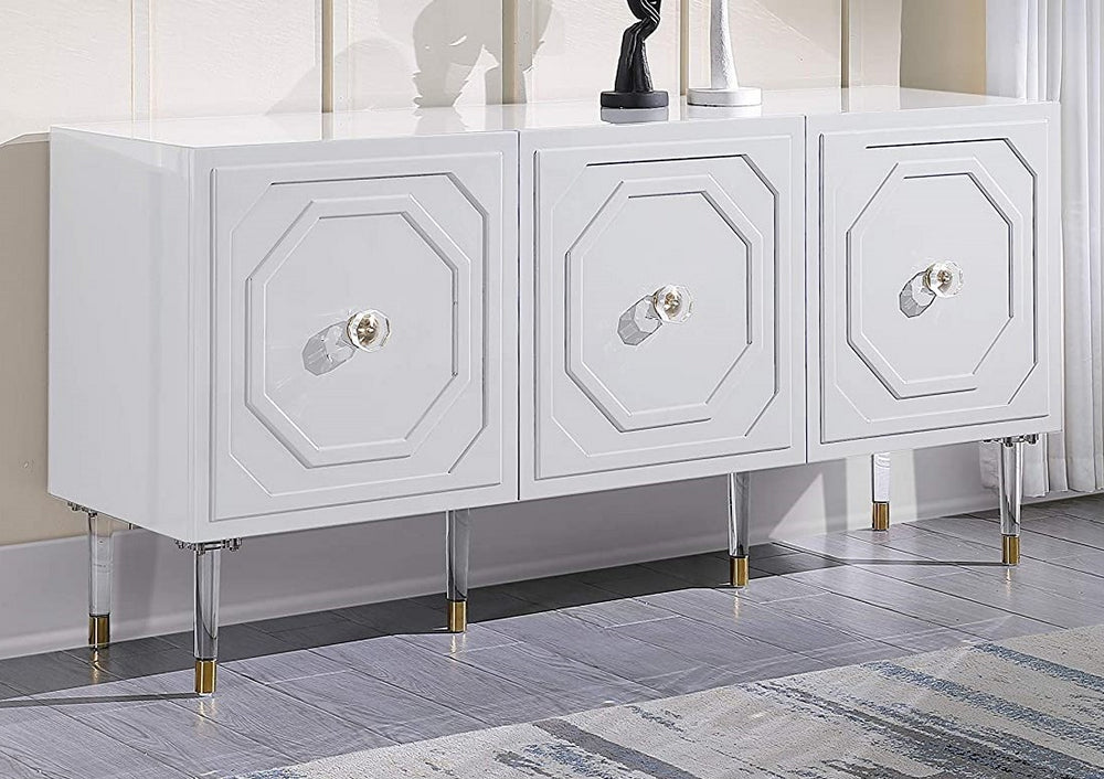 Tahlia White Lacquer Wood Sideboard