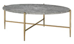 Tainte Faux Marble Print Wood/Champagne Metal Coffee Table