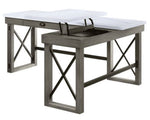 Talmar Marble/Weathered Gray Wood Corner Writing Desk