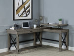 Talmar Weathered Gray Wood Corner Writing Desk with Lift-Top