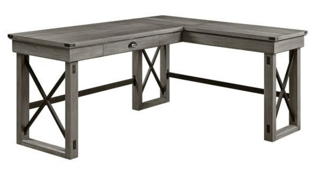 Talmar Weathered Gray Wood Corner Writing Desk with Lift-Top