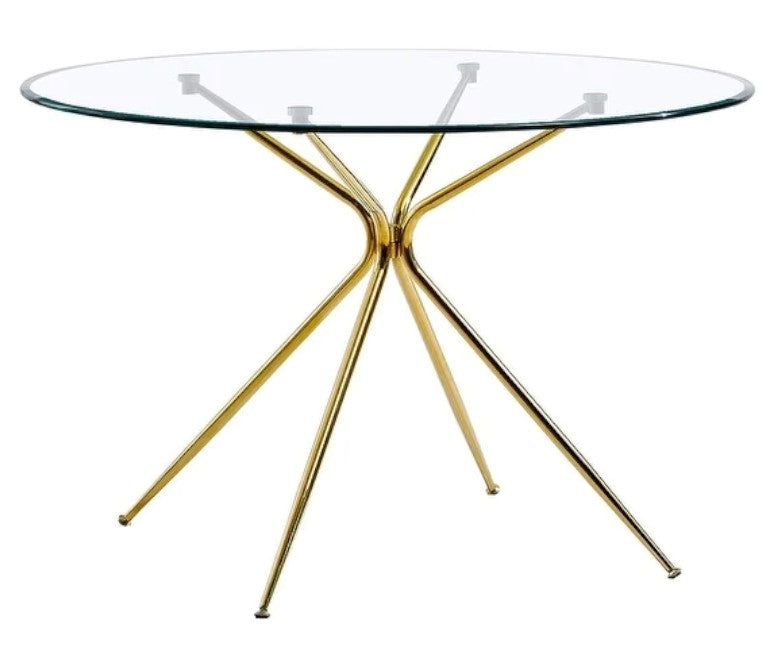 Tara Clear Glass/Gold Metal Dining Table