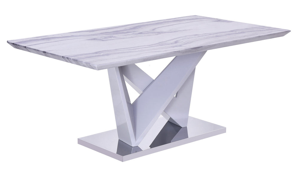 Tara Gray/White Faux Marble Dining Table