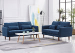 Tasha 2-Pc Navy Linen Fabric Sofa Set