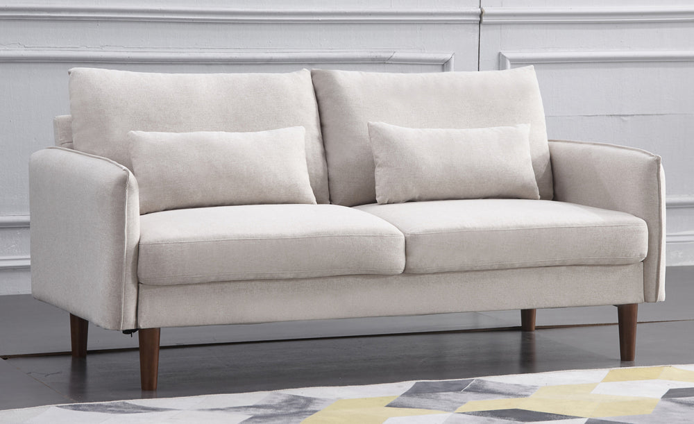 Tasha Beige Linen Fabric 2-Seat Sofa