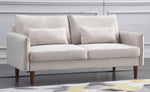 Tasha Beige Linen Fabric 2-Seat Sofa