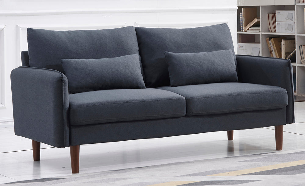 Tasha Blue Gray Linen Fabric 2-Seat Sofa