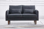 Tasha Blue Gray Linen Fabric Loveseat