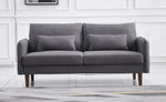 Tasha Dark Gray Linen Fabric 2-Seat Sofa
