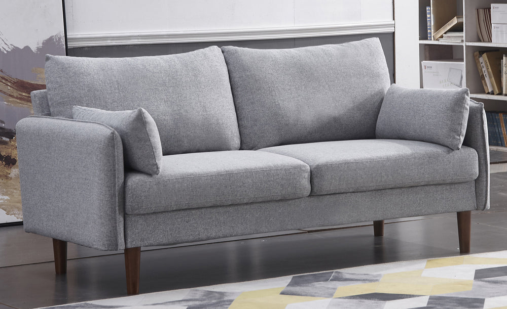 Tasha Light Gray Linen Fabric 2-Seat Sofa